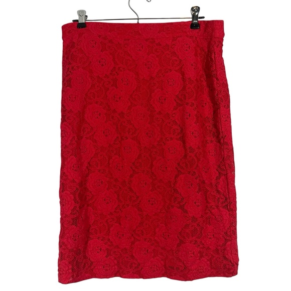 Maeve Scarlet Lace Pencil Skirt - Picture 1 of 10